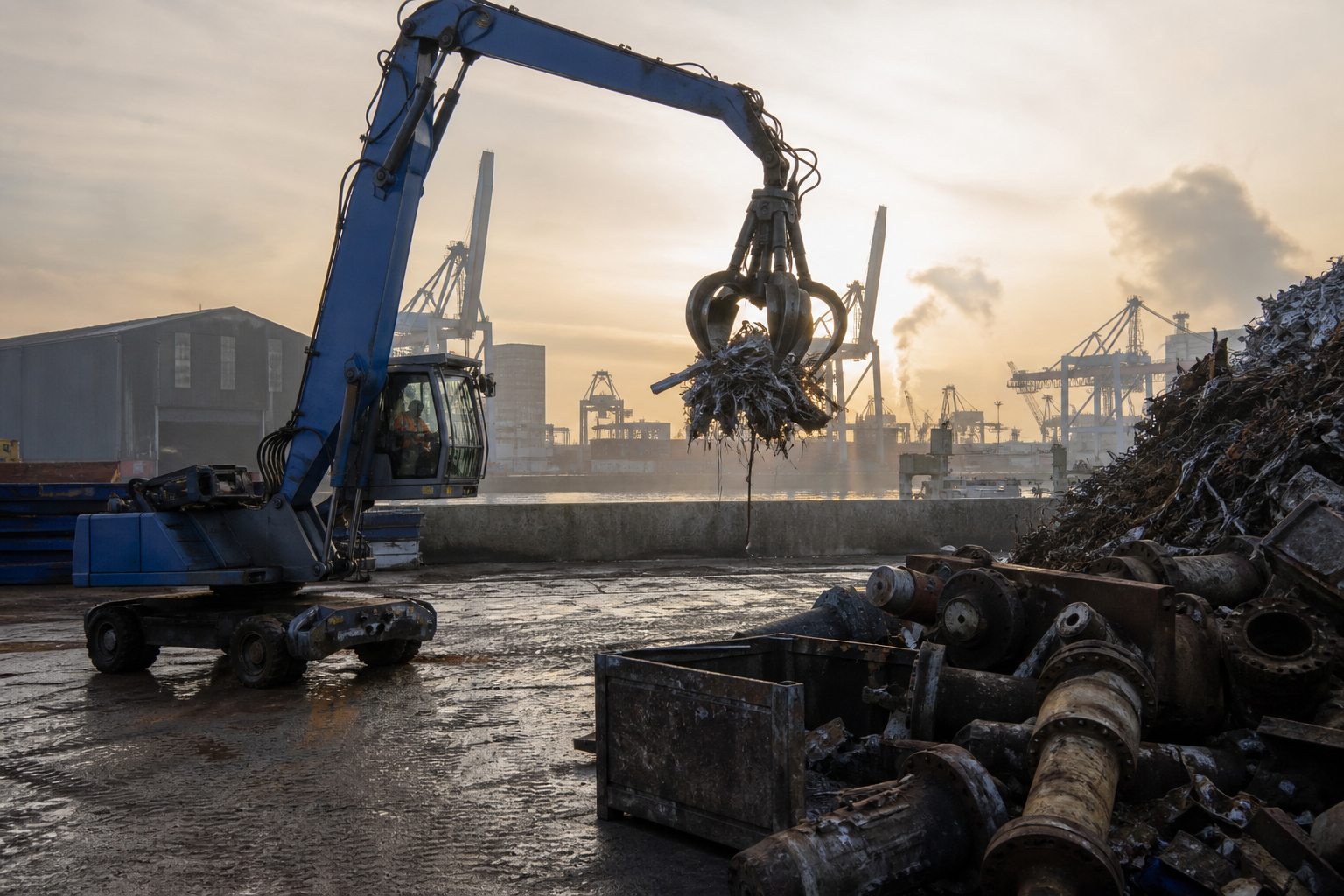 Industrieschrott und Maschinenteile auf einem Betriebshof in Duisburg