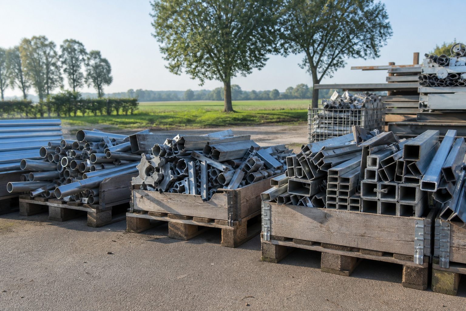 Sortierte Aluminiumprofile und Edelstahlreste bei Kleve